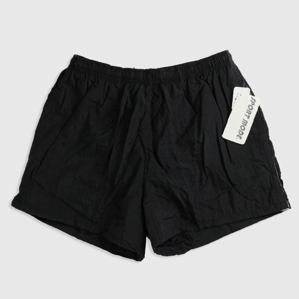 UO MRKT Deadstock Sport Mode Drawstring Nylon Shorts in Black, Size Large